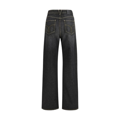 Black Cotton Straight-Leg Jeans