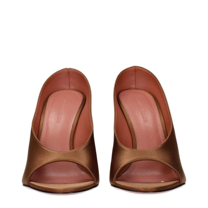 Brown Satin High Heel Pumps
