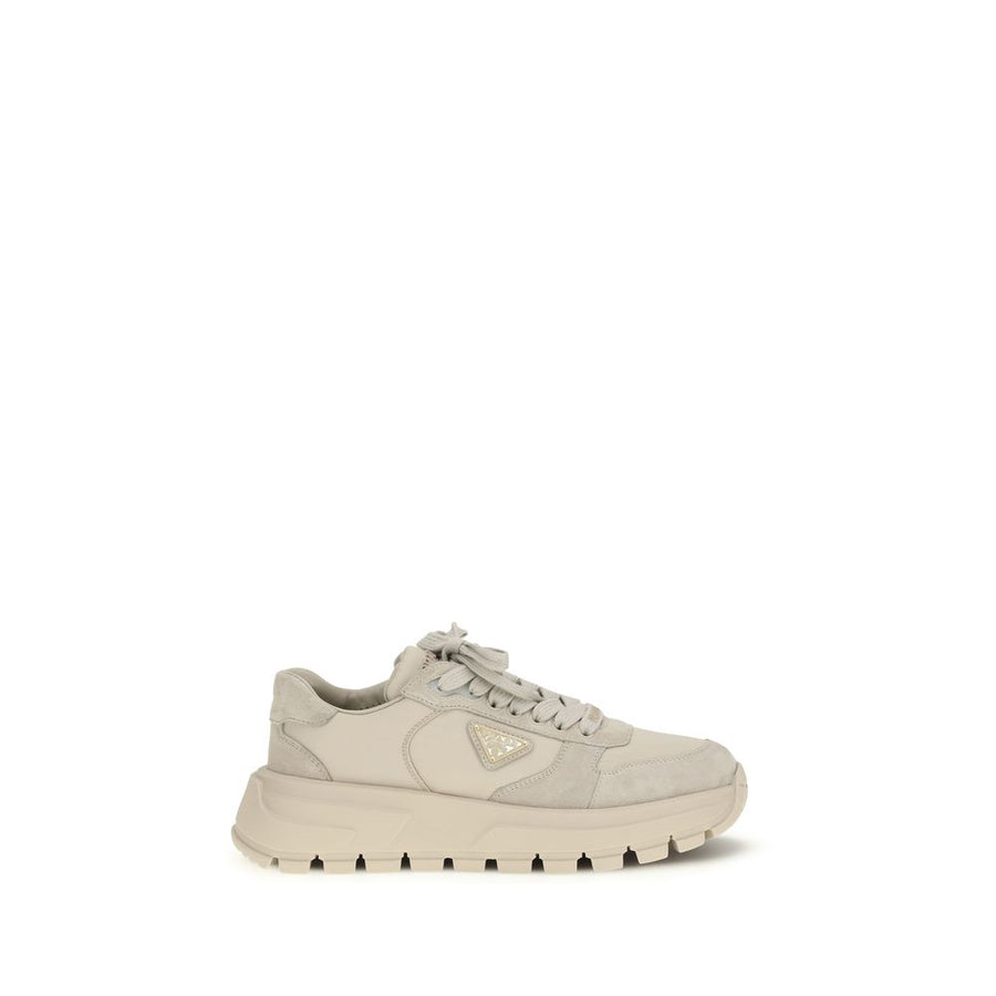 Beige Calf Leather Bos Taurus Athletic Sneakers