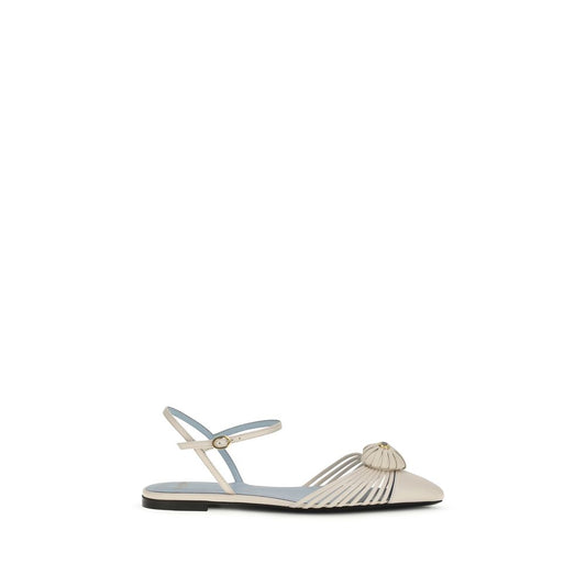 Beige Calf Leather Bos Taurus Flat Sandals