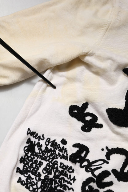 White Virgin Wool Graphic Logo Crewneck Sweater