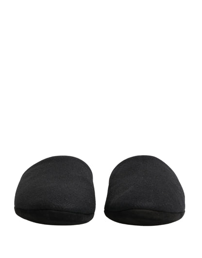 Black Wool Cashmere Red Quilted Slippers Shoes