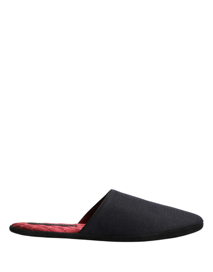 Dark Navy Wool Cotton Red Chevron Slippers Shoes