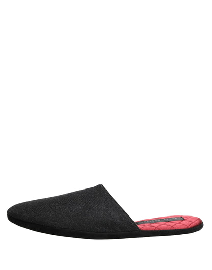 Anthracite Wool Cashmere Quilted Slippers Shoes