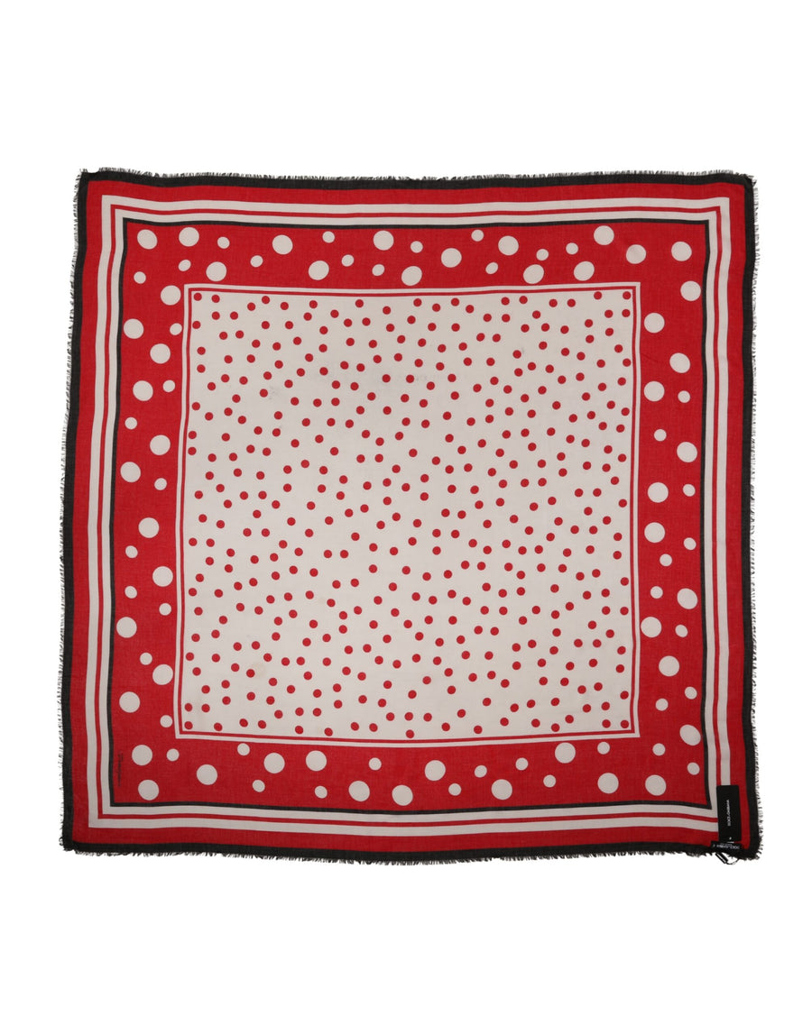 Red Polka Dot Print Square Stole 130cm x 130cm Scarf