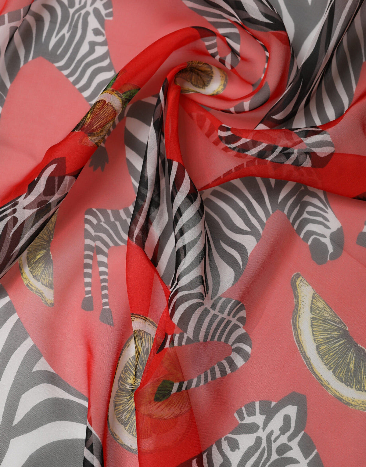 Red Zebra Print Silk Wrap Shawl Stole 200cm x 132cm Scarf