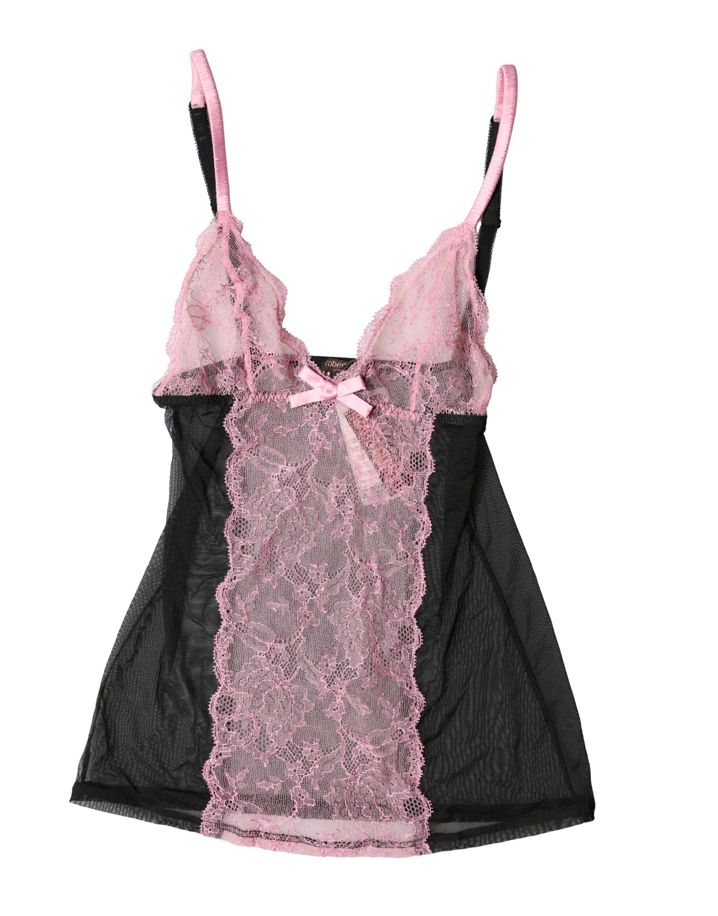 Black Pink Floral Lace Lingerie Top Underwear