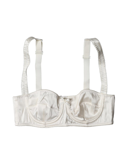 White Silk Satin Underwire Bra Semi Pad Underwear