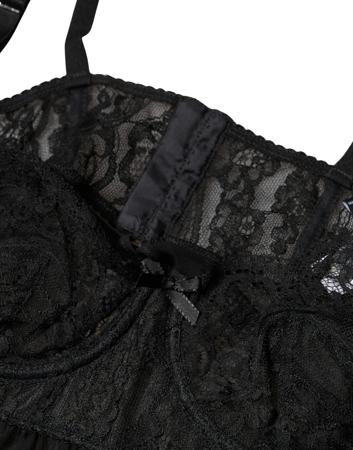 Black Silk Floral Lace Lingerie Top Underwear