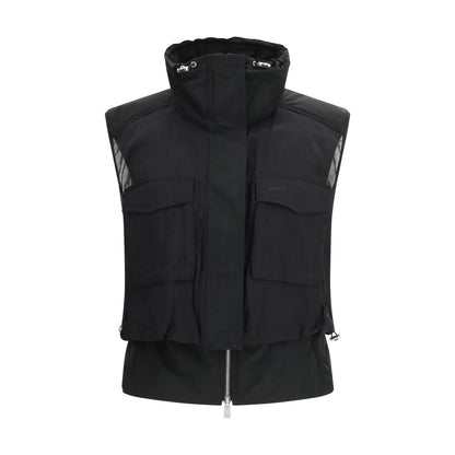 Black Nylon Sleveless Jacket