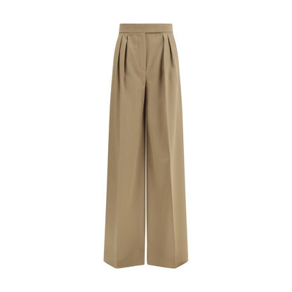 Beige Wool Casual Pants
