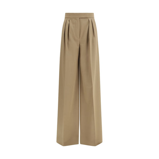 Beige Wool Casual Pants