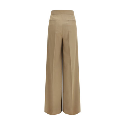 Beige Wool Casual Pants