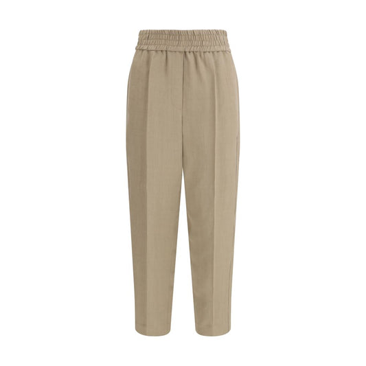 Beige Viscose Casual Pants