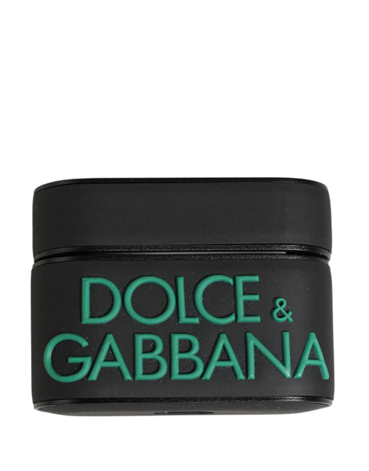 Black PVC Embossed Logo Flip Holder Women Airpods Case