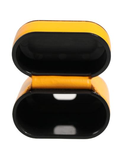 Case Yellow Calf Leather Logo Flip Holder Strap Airpods