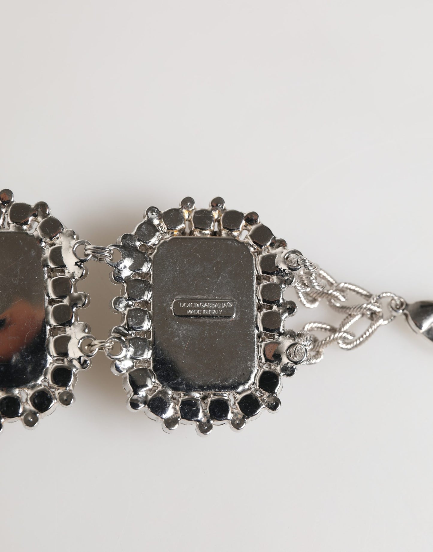 Silver Tone Brass Chain Crystal Embellished Bracelet