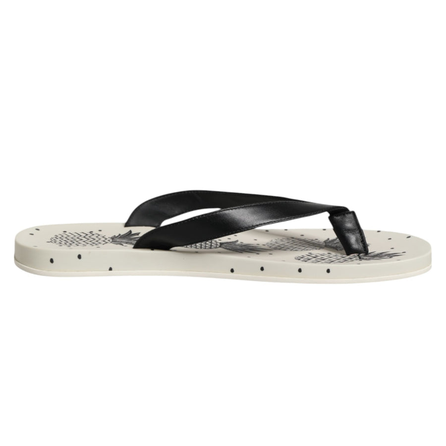White Pineapple Print Slides Flip Flops Shoes