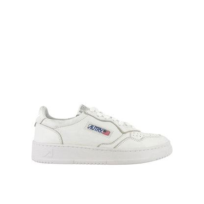 White Leather Low Top Sneakers