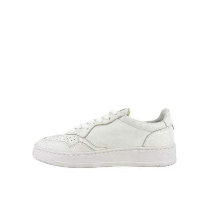 White Leather Low Top Sneakers