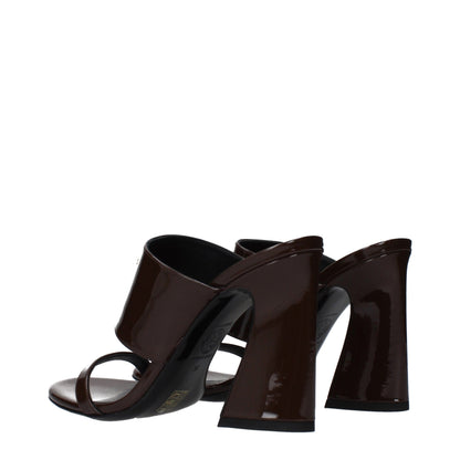 Brown Leather Stiletto Heel Sandals