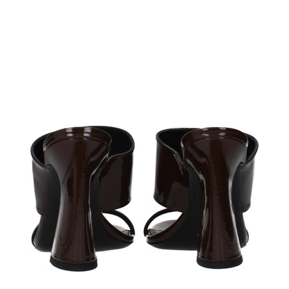 Brown Leather Stiletto Heel Sandals