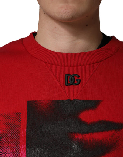 Red Graphic Crew Neck Men Sweatshirt Sweater