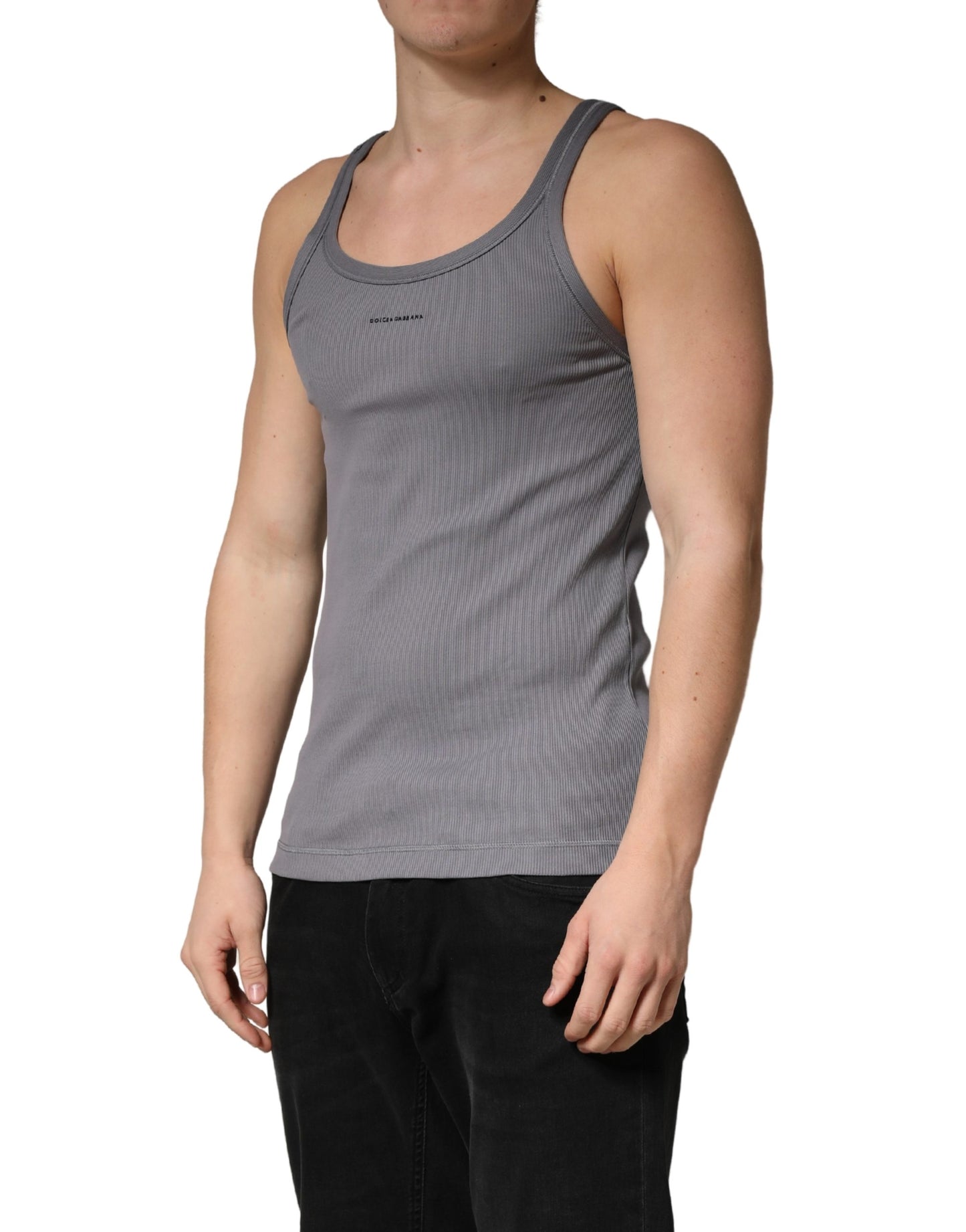Gray Sleeveless Round Neck Tank Top T-shirt