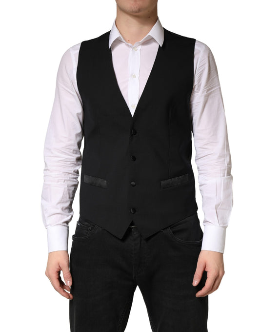Black Wool Dress Men Formal Waistcoat Vest