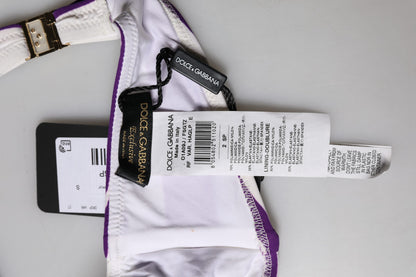 Purple White Stripes Nylon Bandeau Swimwear