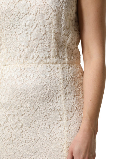 White Lace Viscose Sheath Long Gown Dress