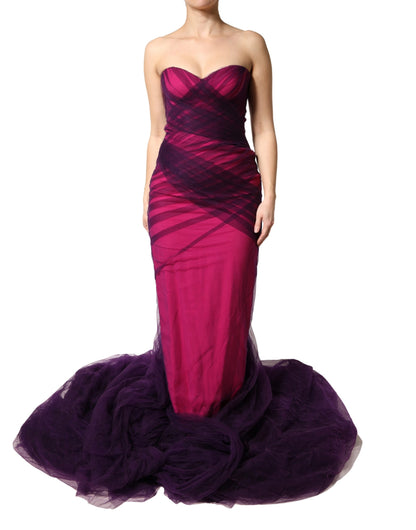 Pink Black Strapless Sheath Mermaid  Dress