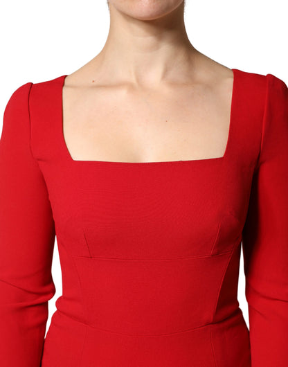 Red Viscose Sheath Bodycon Mermaid Dress