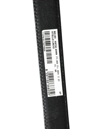 Men Black Classic Leather Metal Buckle Belt