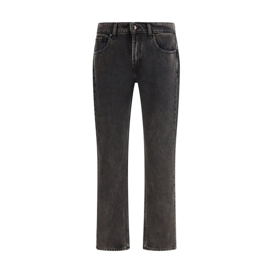 Black Cotton Straight-Leg Jeans