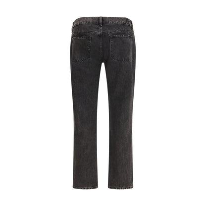 Black Cotton Straight-Leg Jeans