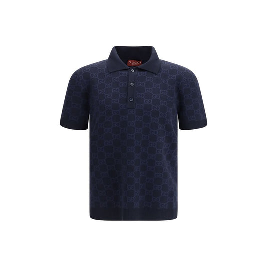 Blue Silk Polo Shirt