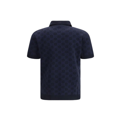 Blue Silk Polo Shirt