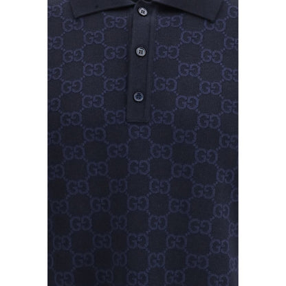 Blue Silk Polo Shirt