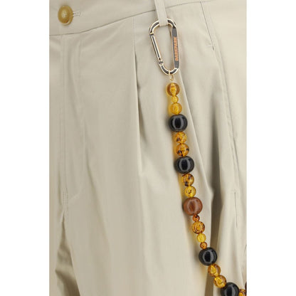 Beige Cotton Casual Pants