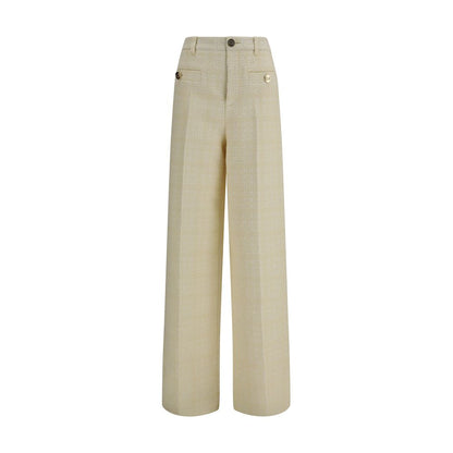 Beige Cotton Casual Pants