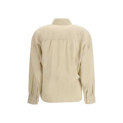 Beige Silk Dress Shirt