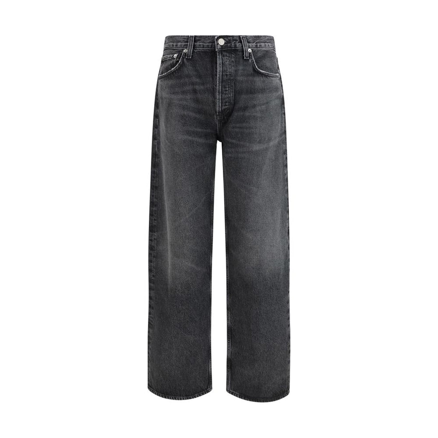 Black Cotton Straight-Leg Jeans