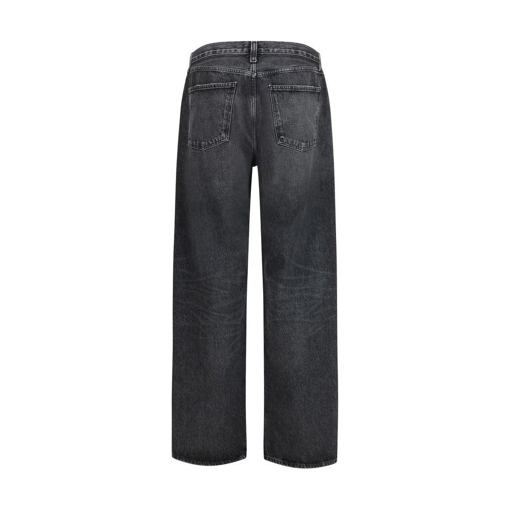 Black Cotton Straight-Leg Jeans