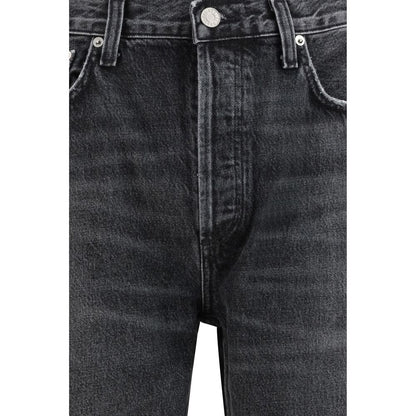 Black Cotton Straight-Leg Jeans