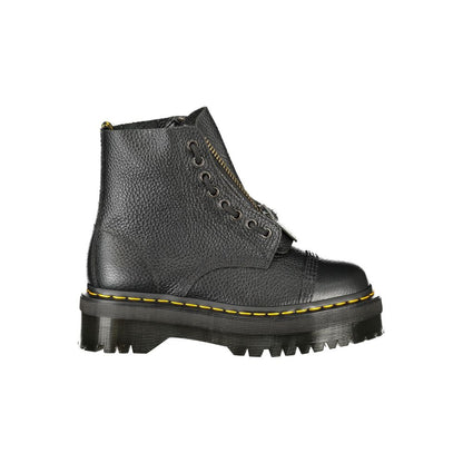 Black Leather Unisex Ankle Boot