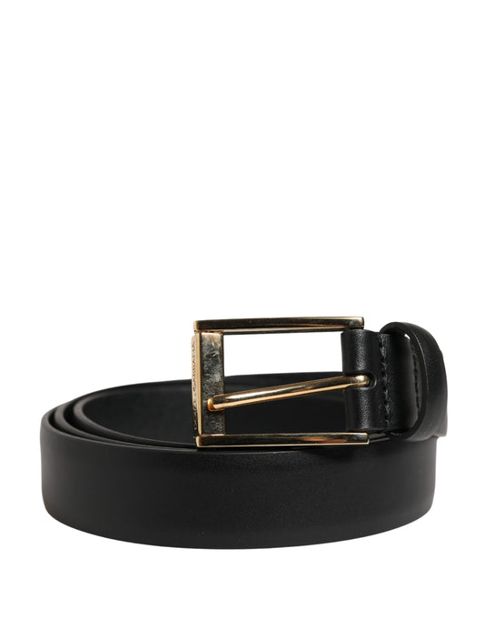 Men Black Classic Leather Metal Buckle Belt