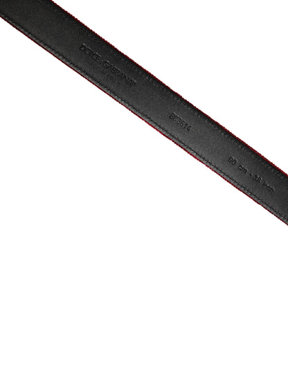 Men Burgundy Velvet Cotton Metal Buckle Belt