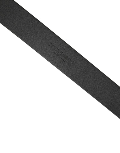 Men Black Calfskin Leather Square Buckle Belt
