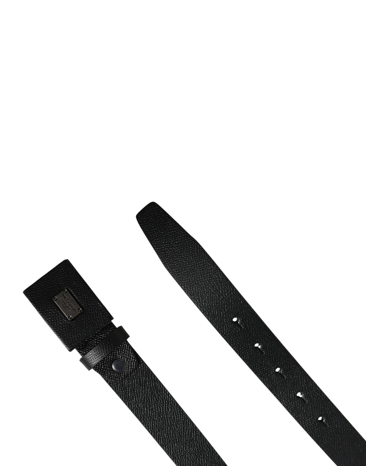 Men Black Calfskin Leather Square Buckle Belt